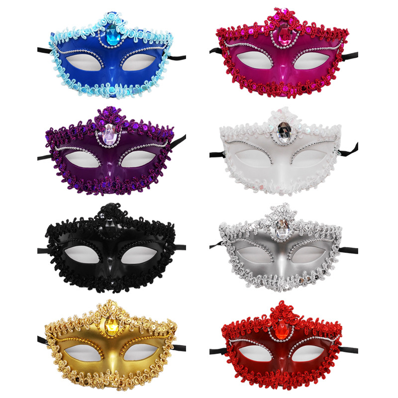 Venice Little Beauty Mask Electroplated Diamond Spray Paint Princess Mask Halloween Ball Ladies Eye Mask Wholesale