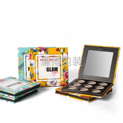 Factory Customized Exquisite Eye Shadow Plate Blush Paper Box Packaging Cosmetic Flip Mirror Magnet Makeup Kit