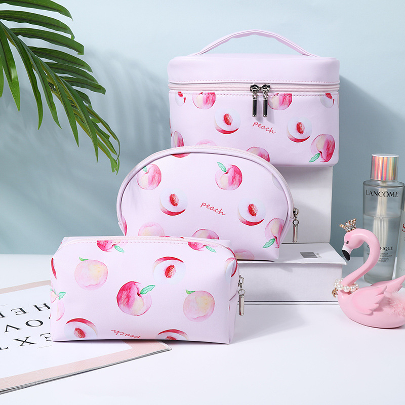 ladies travel portable large opening pu cosmetic bag skincare storage bag cosmetic bag two-piece set