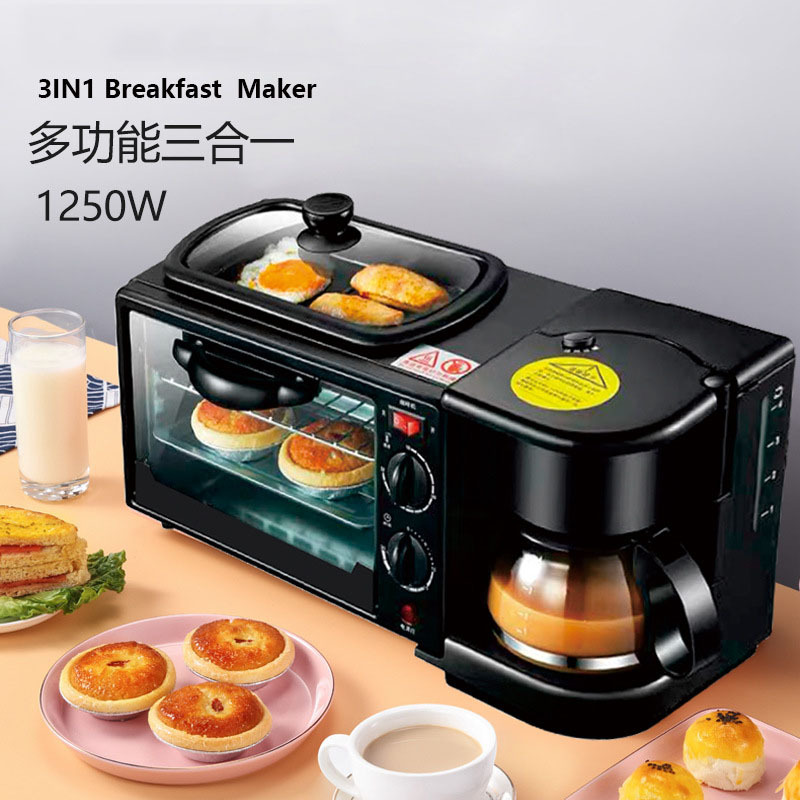 Cross-Border American Standard 110V Three-in-One Breakfast Machine Coffee Maker Sandwich Maker Toaster electric Oven Gift Sales